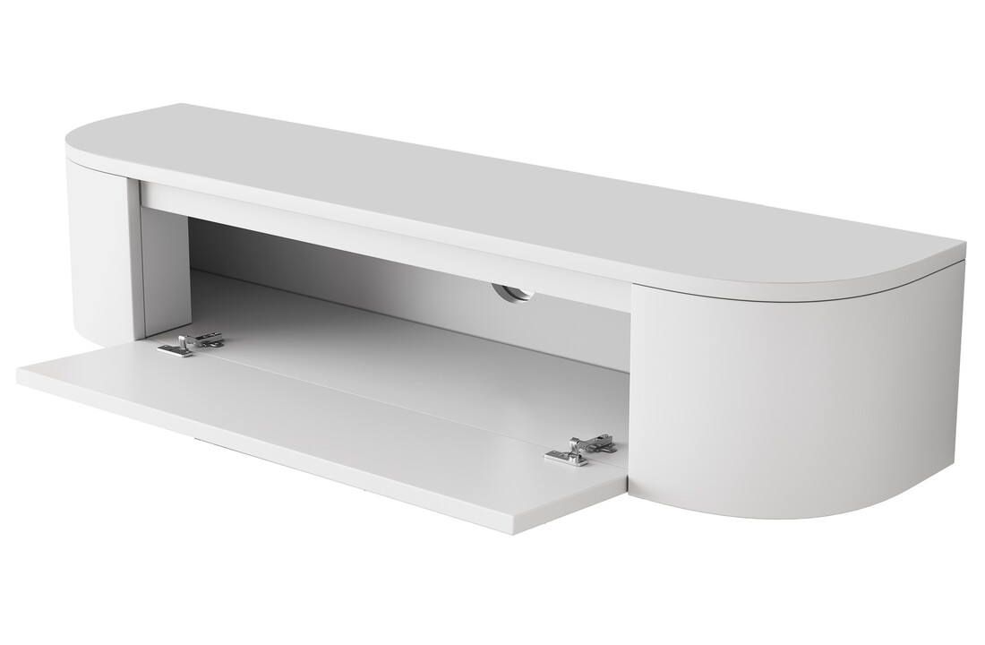 Zwevende Gangkast Curved - Mat Wit - L100 x D25 x H25 cm