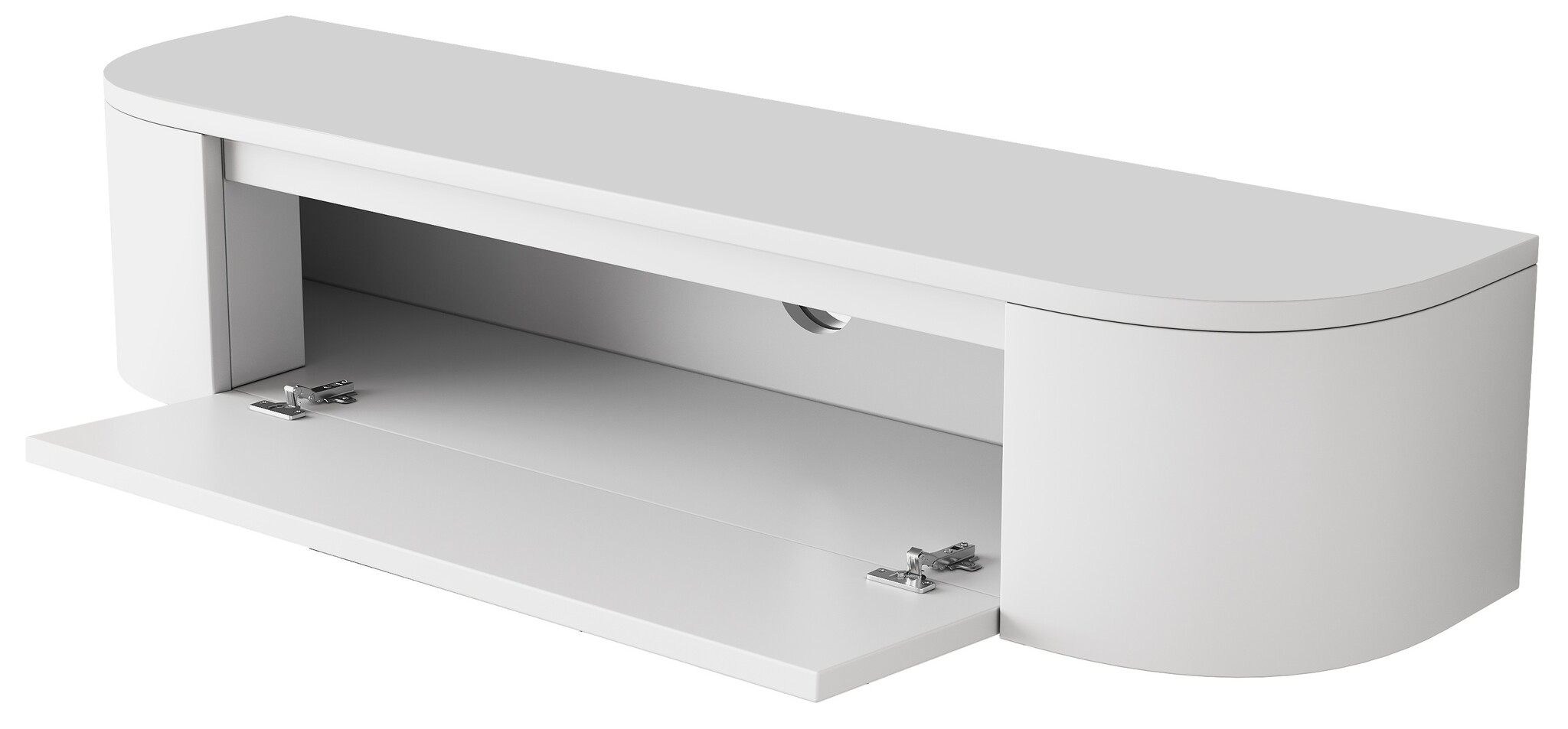 Zwevende Gangkast Curved - Mat Wit - L100 x D25 x H25 cm
