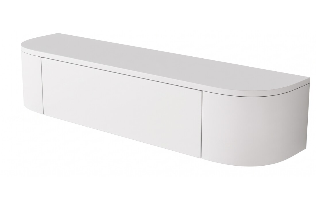 Zwevende Gangkast Curved - Mat Wit - L100 x D25 x H25 cm