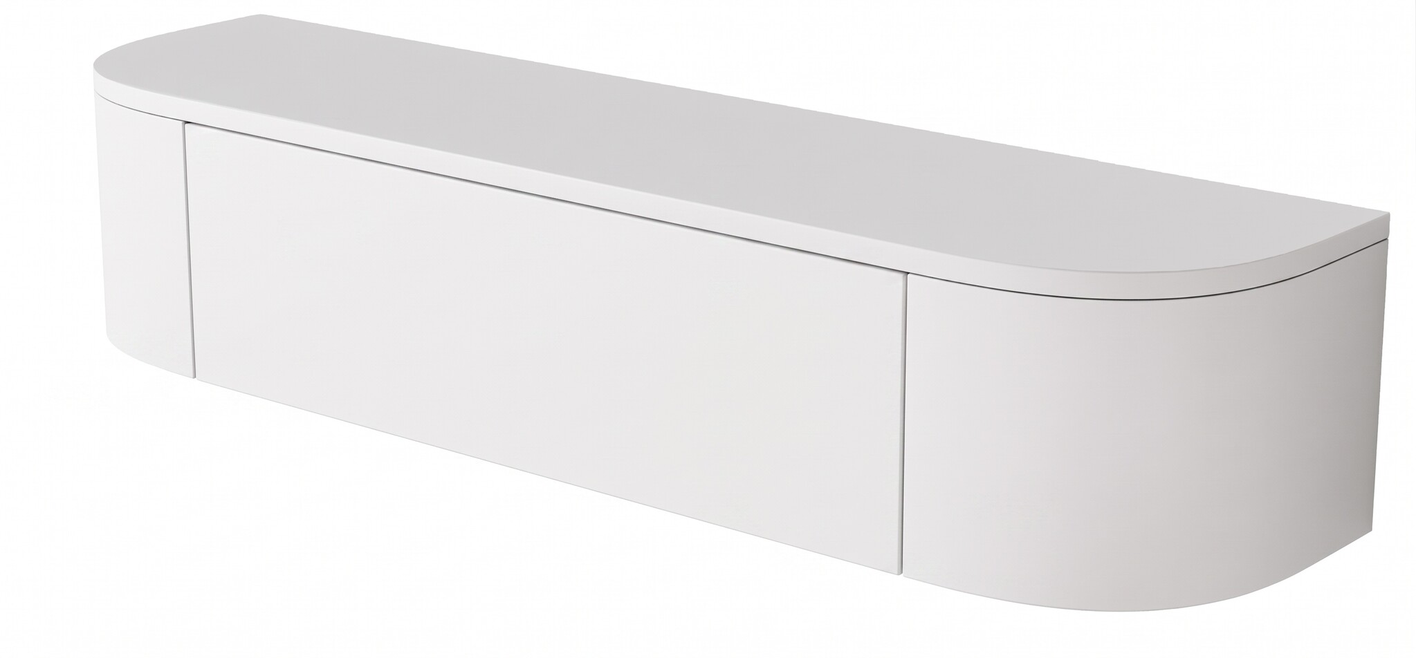 Zwevende Gangkast Curved - Mat Wit - L100 x D25 x H25 cm