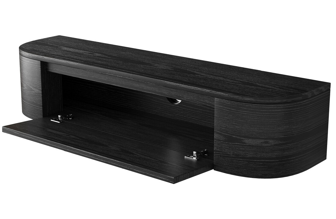 Zwevende Gangkast Curved - Zwart Eiken - L100 x D25 x H25 cm