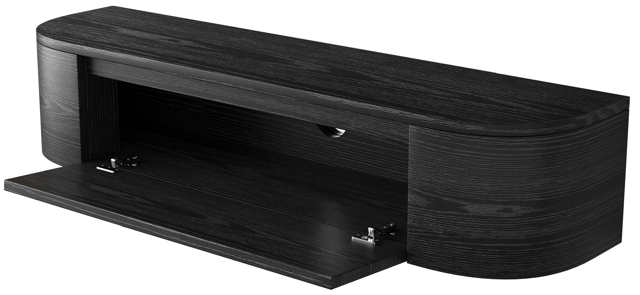 Zwevende Gangkast Curved - Zwart Eiken - L100 x D25 x H25 cm