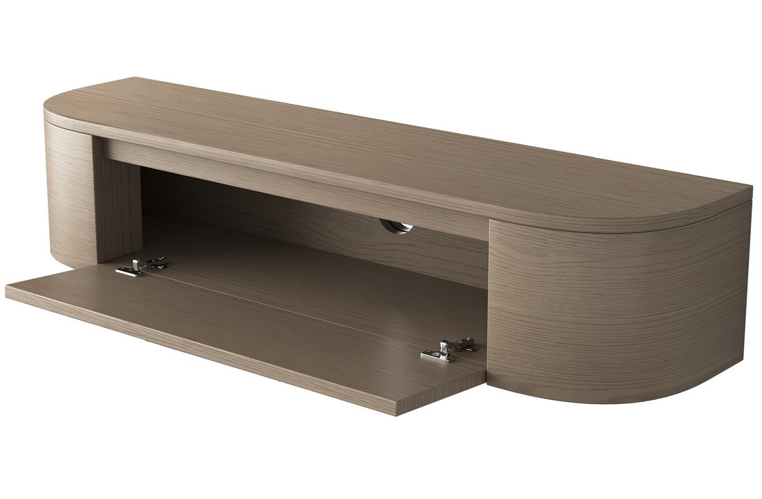 Zwevende Gangkast Curved - Walnoot - L100 x D25 x H25 cm