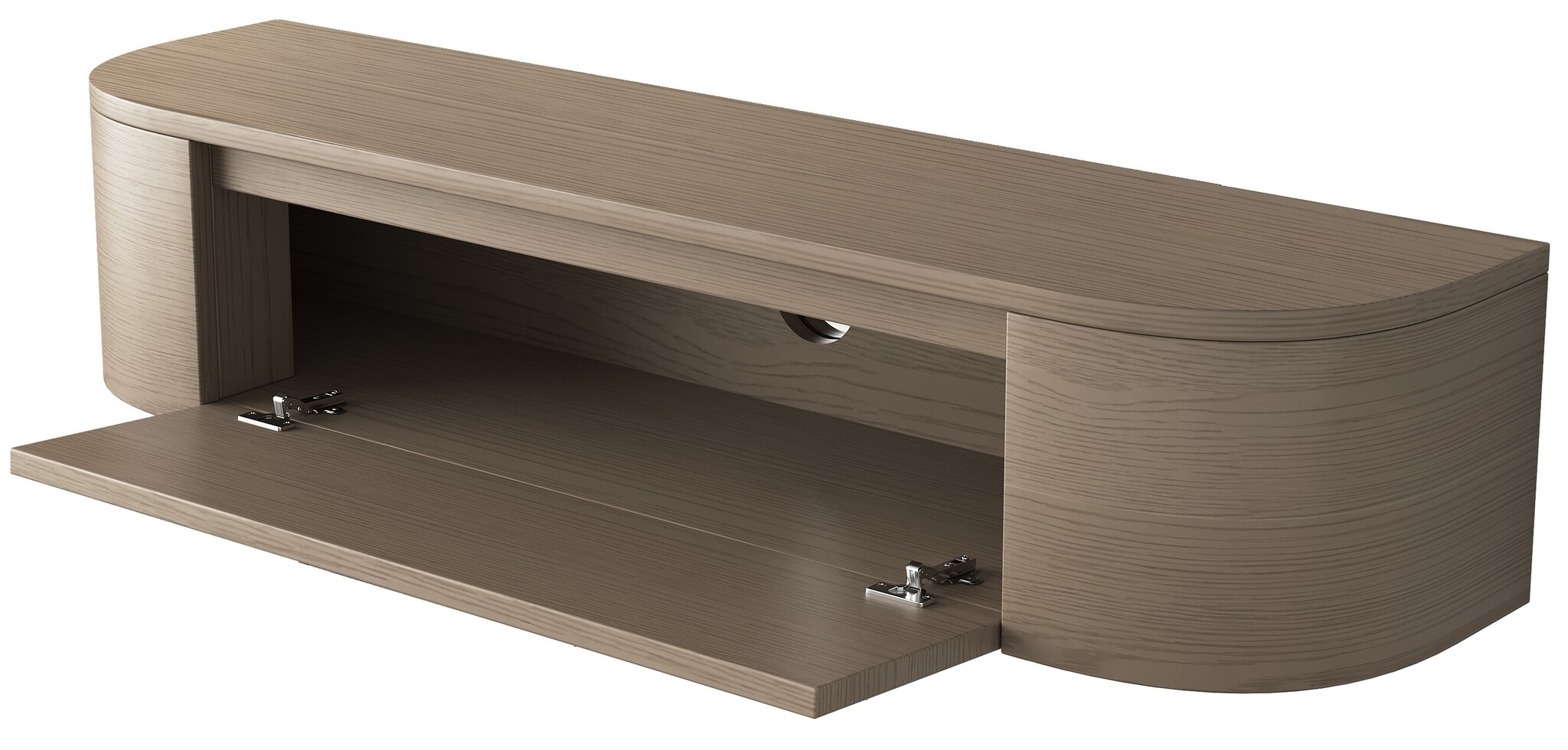 Zwevende Gangkast Curved - Walnoot - L100 x D25 x H25 cm