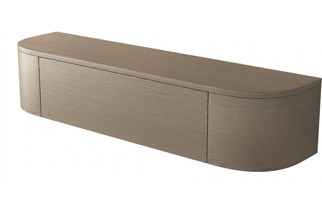 Zwevende Gangkast Curved - Walnoot - L100 x D25 x H25 cm