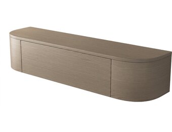 Zwevende Gangkast Curved - Walnoot