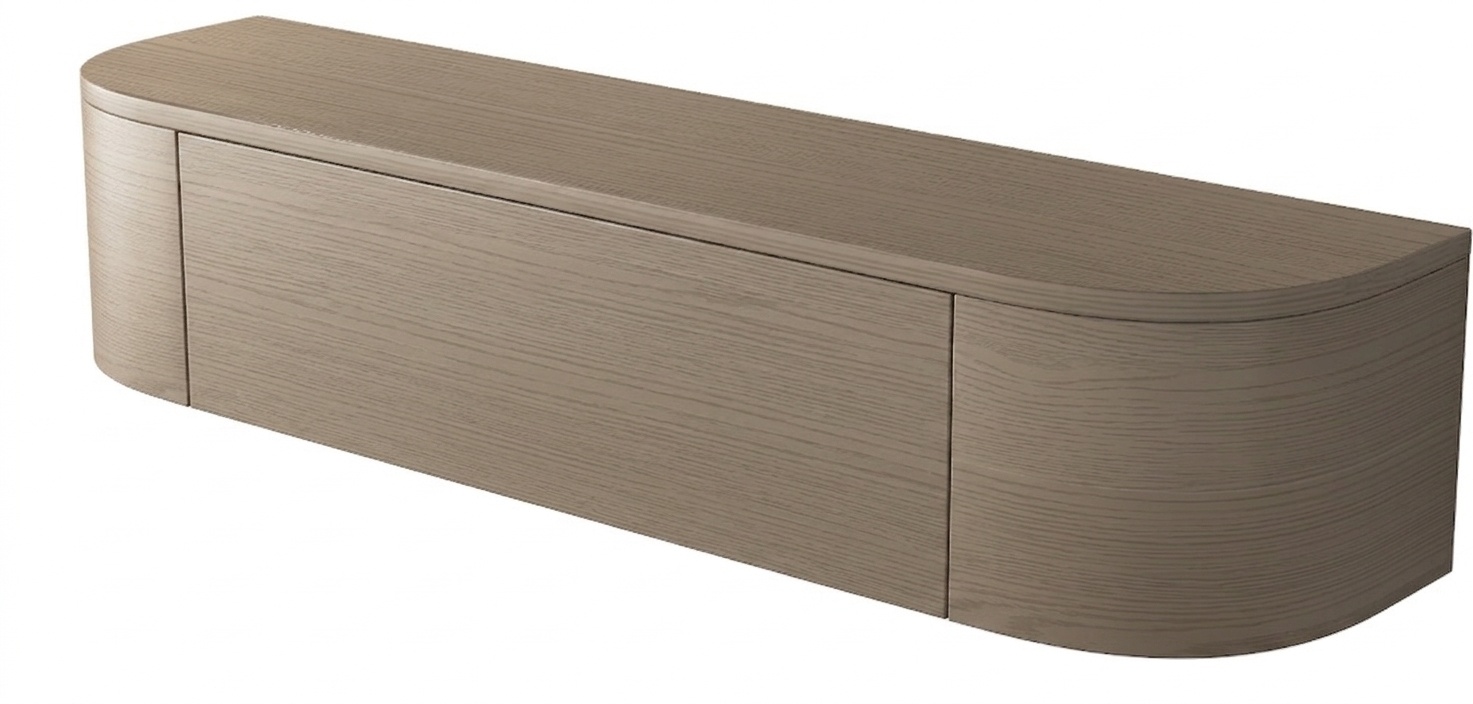 Zwevende Gangkast Curved - Walnoot - L100 x D25 x H25 cm