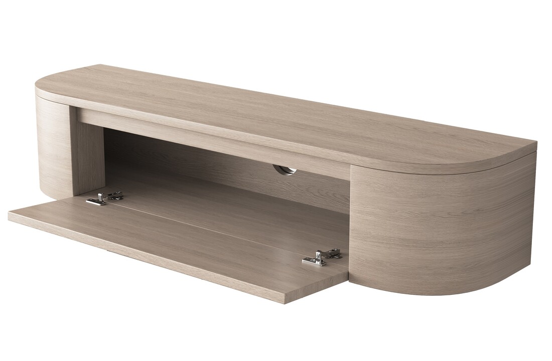 Zwevende Gangkast Curved - Licht Beige Eiken - L100 x D25 x H25 cm