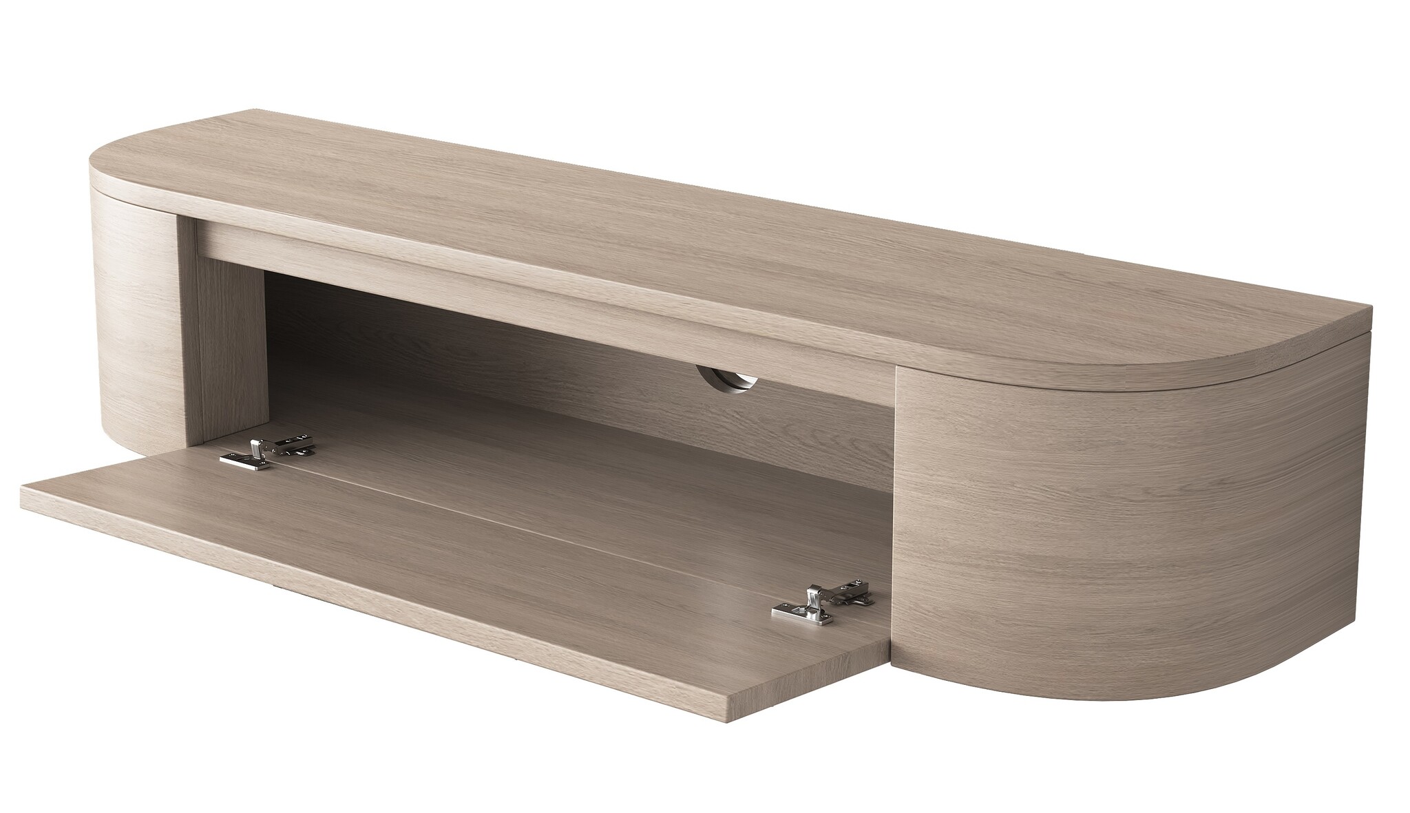 Zwevende Gangkast Curved - Licht Beige Eiken - L100 x D25 x H25 cm