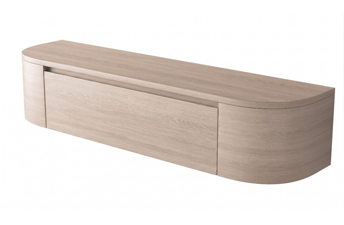 Zwevende Gangkast Curved - Licht Beige Eiken - L100 x D25 x H25 cm