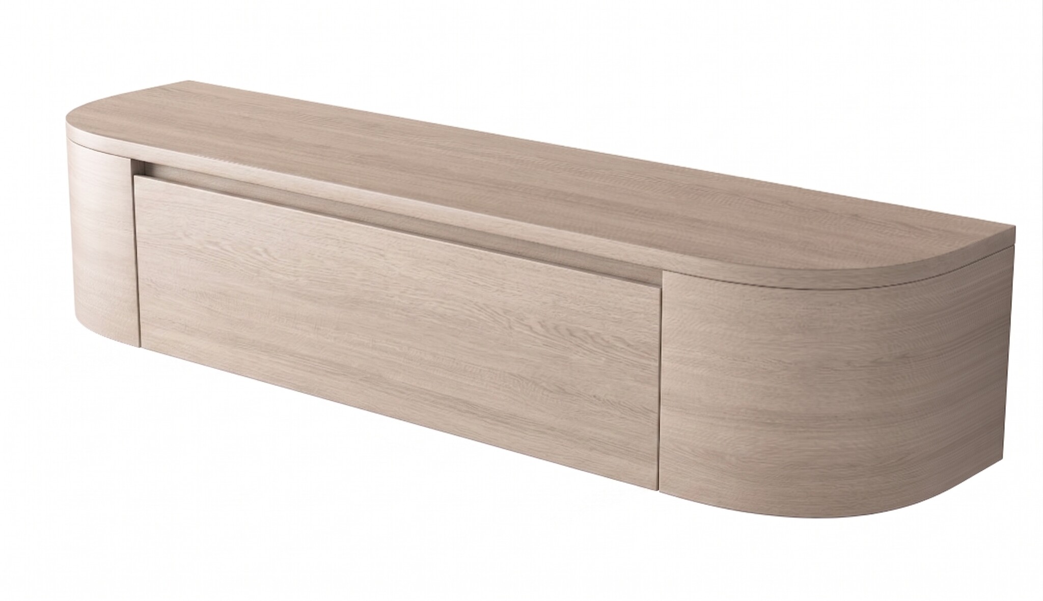 Zwevende Gangkast Curved - Licht Beige Eiken - L100 x D25 x H25 cm