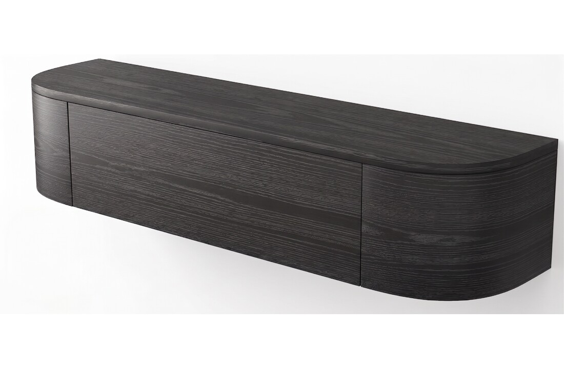 Zwevende Gangkast Curved - Zwart Eiken - L100 x D25 x H25 cm