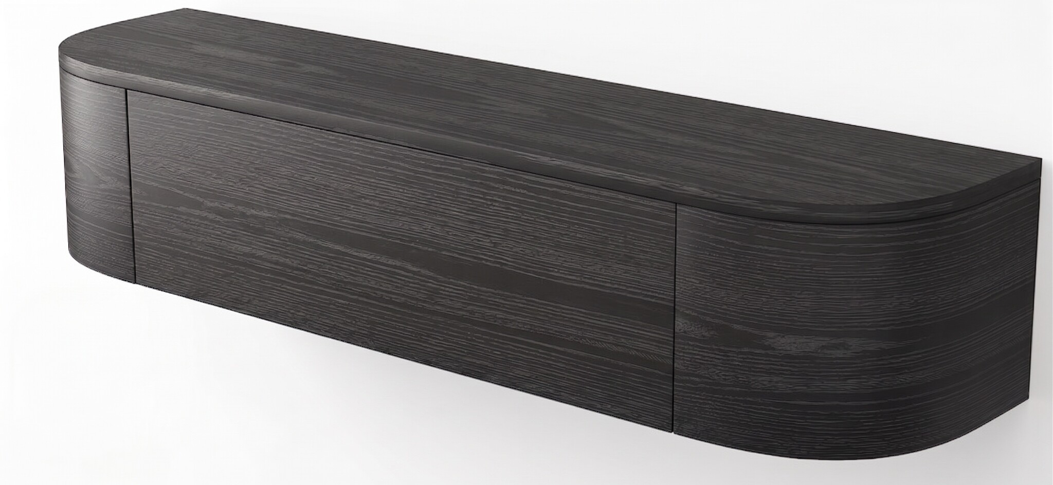 Zwevende Gangkast Curved - Zwart Eiken - L100 x D25 x H25 cm