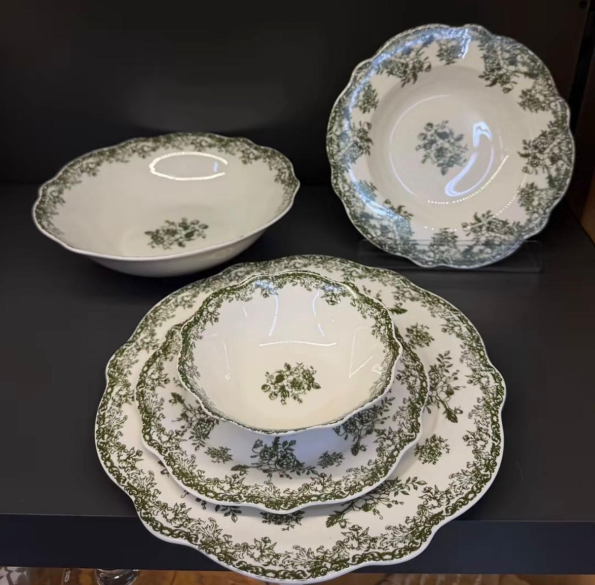 Vintage Serviesset 25-Delig - Porselein - Groen