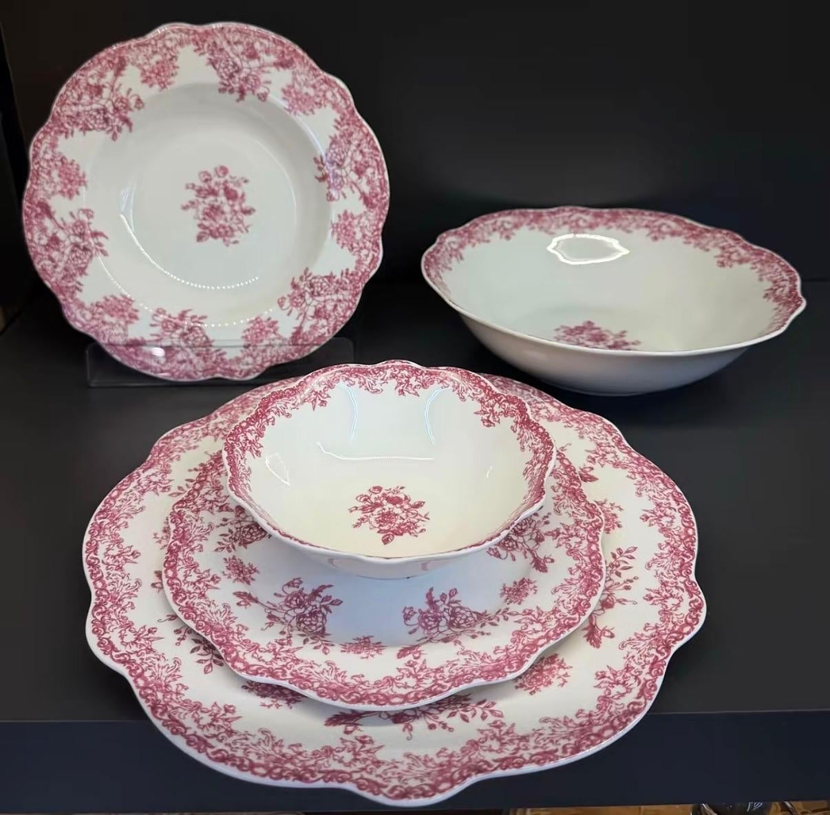 Vintage Serviesset 25-Delig - Porselein - Roze