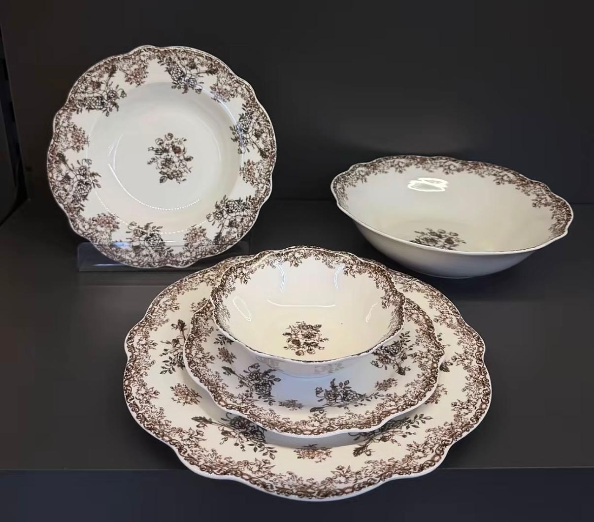 Vintage Serviesset 25-Delig - Porselein - Bruin