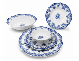 Vintage Serviesset 25-Delig - Porselein - Blauw