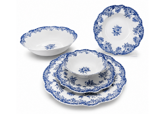 Vintage Serviesset 25-Delig - Porselein - Blauw