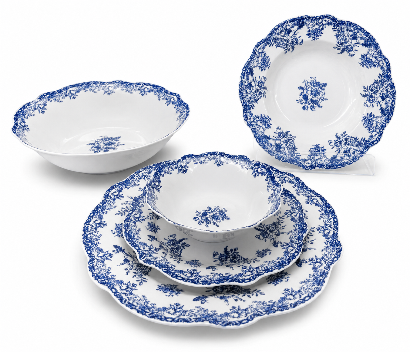 Vintage Serviesset 25-Delig - Porselein - Blauw