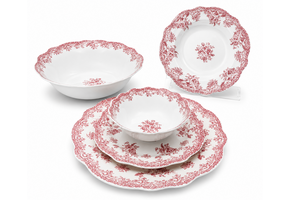 Vintage Serviesset 25-Delig - Porselein - Roze