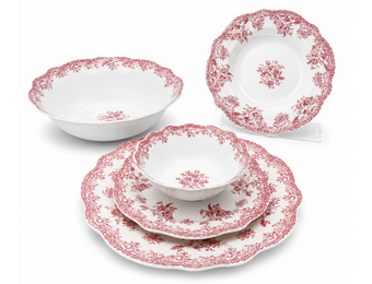 Vintage Serviesset 25-Delig - Porselein - Roze