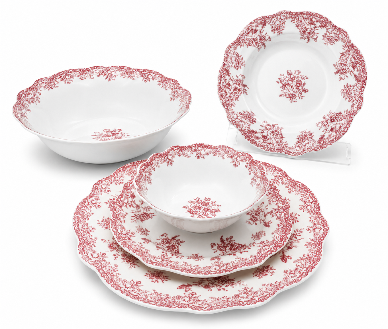 Vintage Serviesset 25-Delig - Porselein - Roze