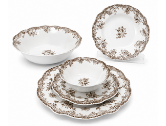 Vintage Serviesset 25-Delig - Porselein - Bruin