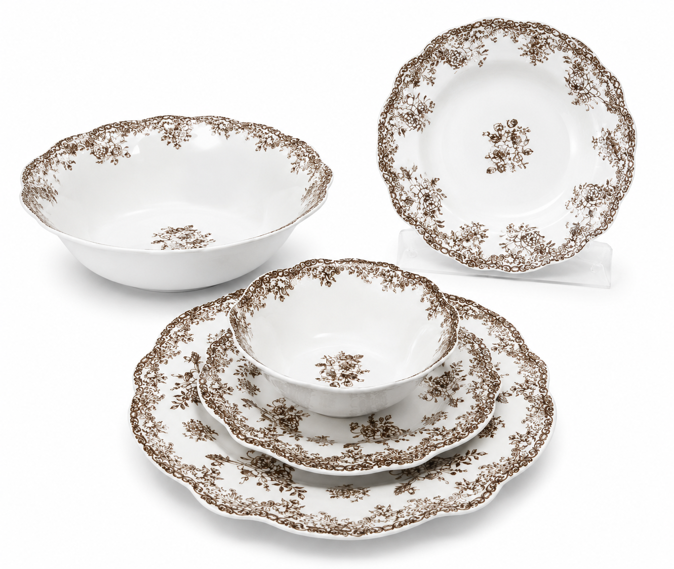 Vintage Serviesset 25-Delig - Porselein - Bruin