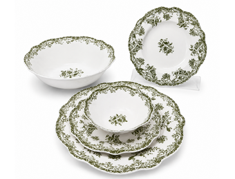Vintage Serviesset 25-Delig - Porselein - Groen