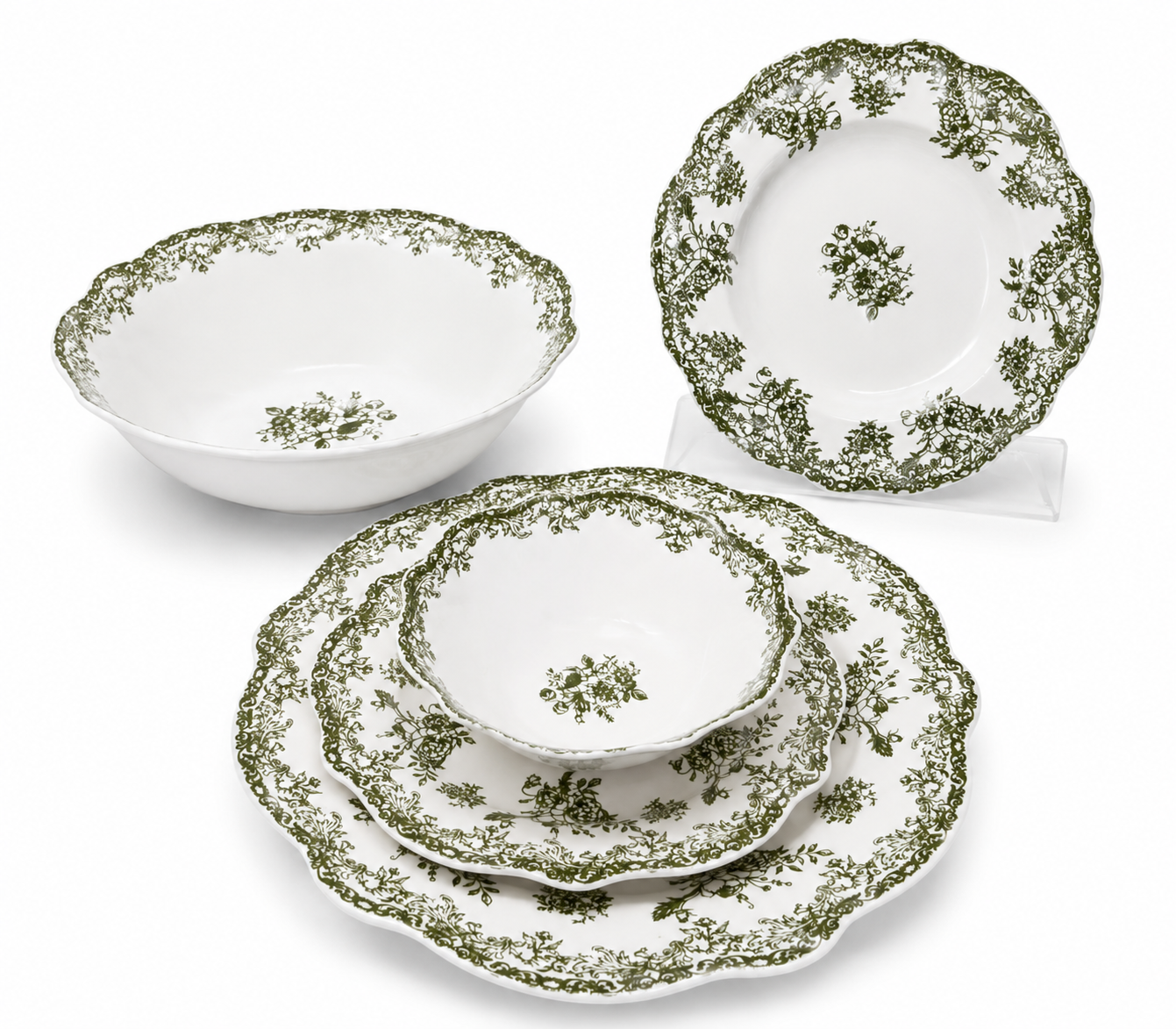 Vintage Serviesset 25-Delig - Porselein - Groen