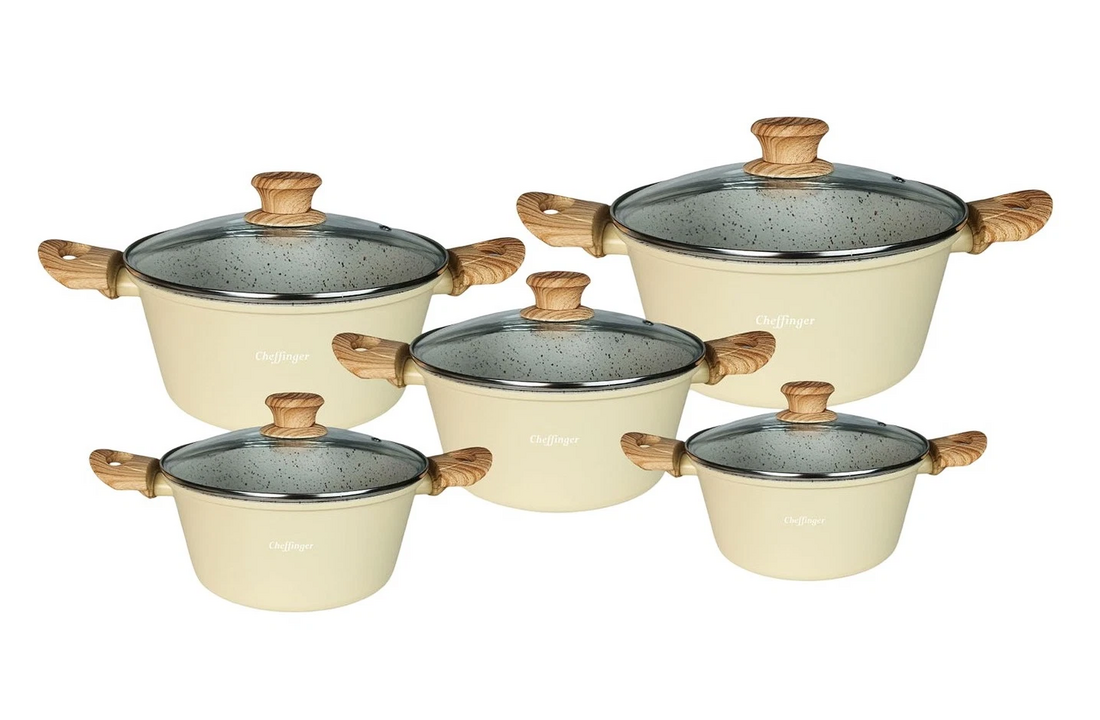 Cheffinger Pannenset 10-delig - Beige