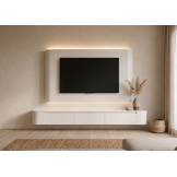 Japandi Cinewall Curved - Wit | LED verlichting - Gebogen zijkant