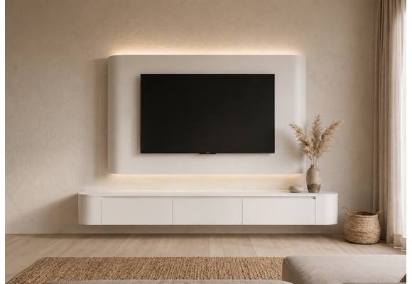 Japandi Cinewall Curved - Wit | LED verlichting