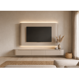 Japandi Cinewall Curved - Beige | LED verlichting - Gebogen zijkant