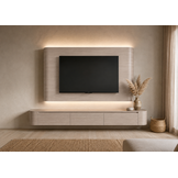 Japandi Cinewall Curved - Licht Beige Eiken | LED verlichting - Gebogen zijkant