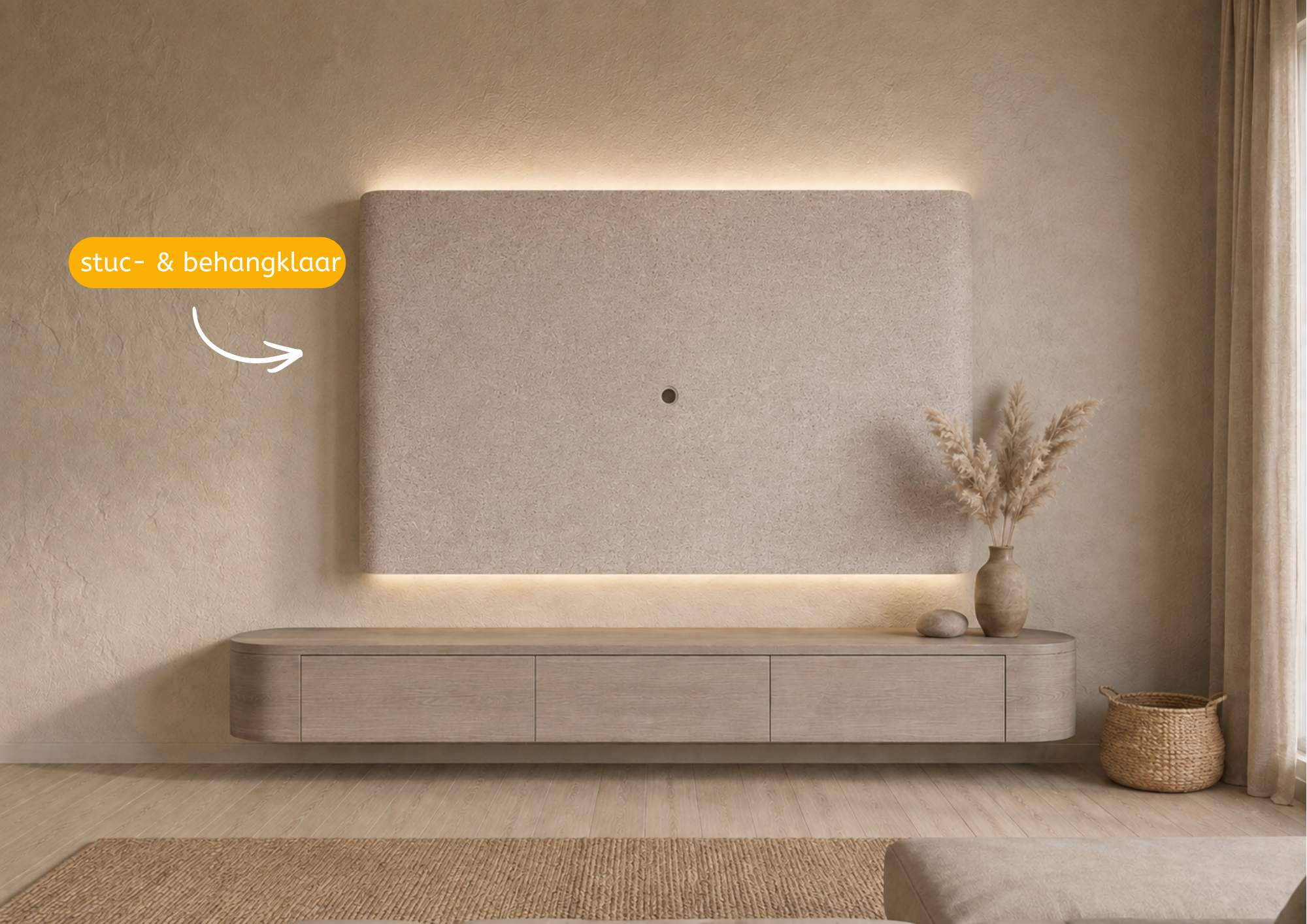 Japandi Cinewall Curved - Stuc- & behangklaar | LED verlichting - Copy | LED verlichting - Gebogen zijkant