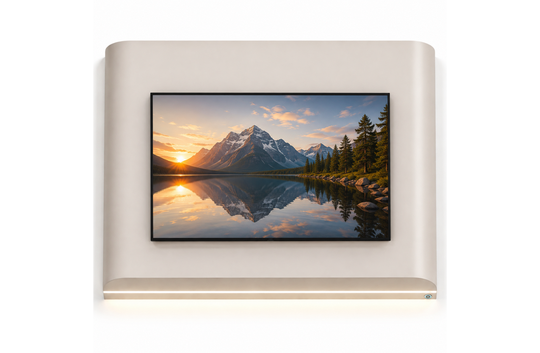 Japandi Cinewall Curved - Beige | LED verlichting - Gebogen zijkant