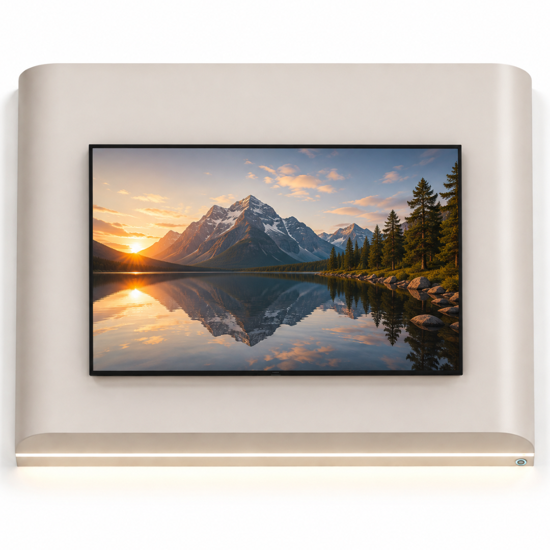 Japandi Cinewall Curved - Beige | LED verlichting - Gebogen zijkant