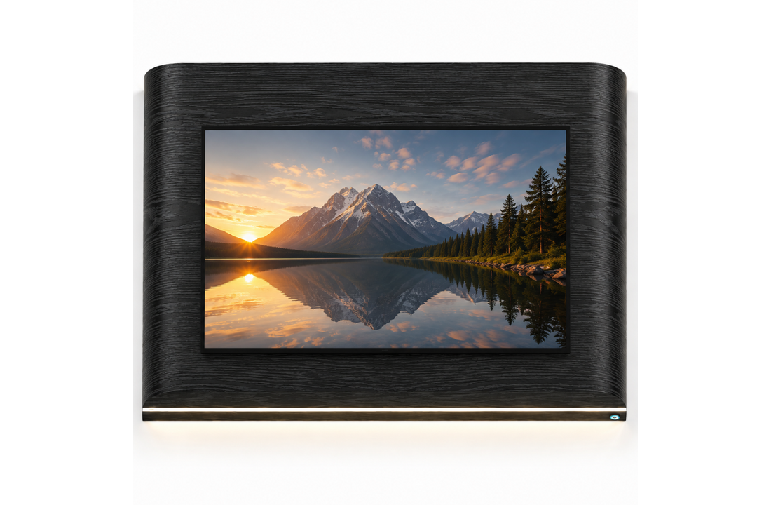 Japandi Cinewall Curved - Zwart eiken | LED verlichting - Gebogen zijkant