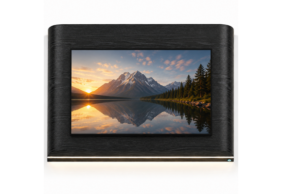 Japandi Cinewall Curved - Zwart eiken | LED verlichting