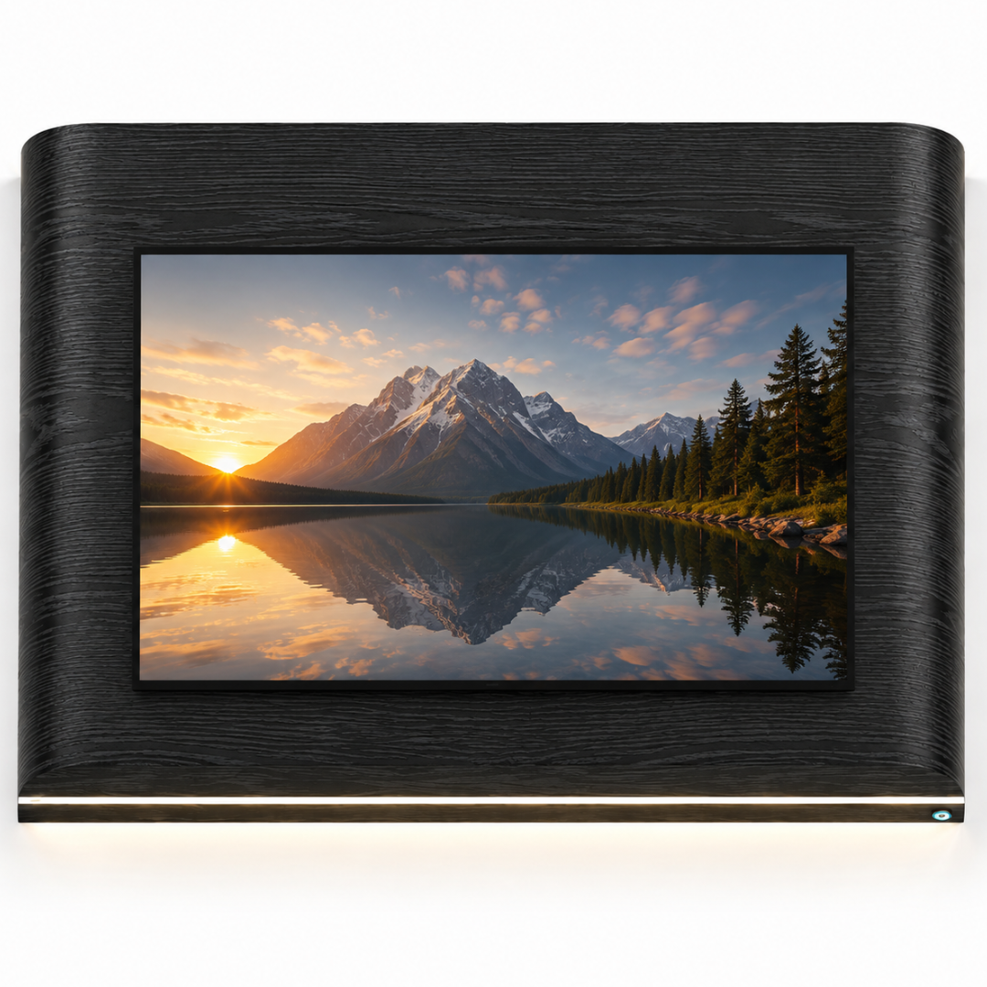 Japandi Cinewall Curved - Zwart eiken | LED verlichting - Gebogen zijkant