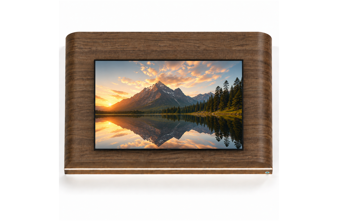 Japandi Cinewall Curved - Walnoot | LED verlichting - Gebogen zijkant