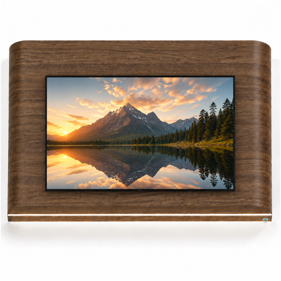 Japandi Cinewall Curved - Walnoot | LED verlichting - Gebogen zijkant
