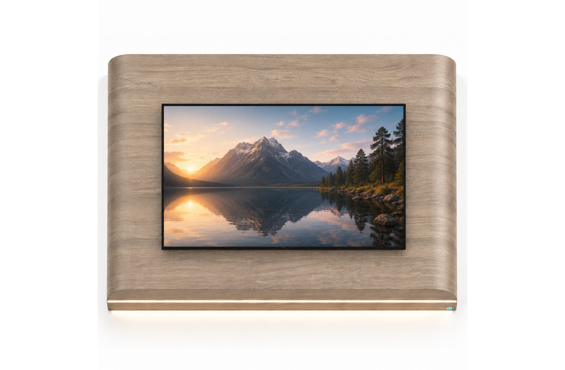 Japandi Cinewall Curved - Licht Beige Eiken | LED verlichting - Gebogen zijkant