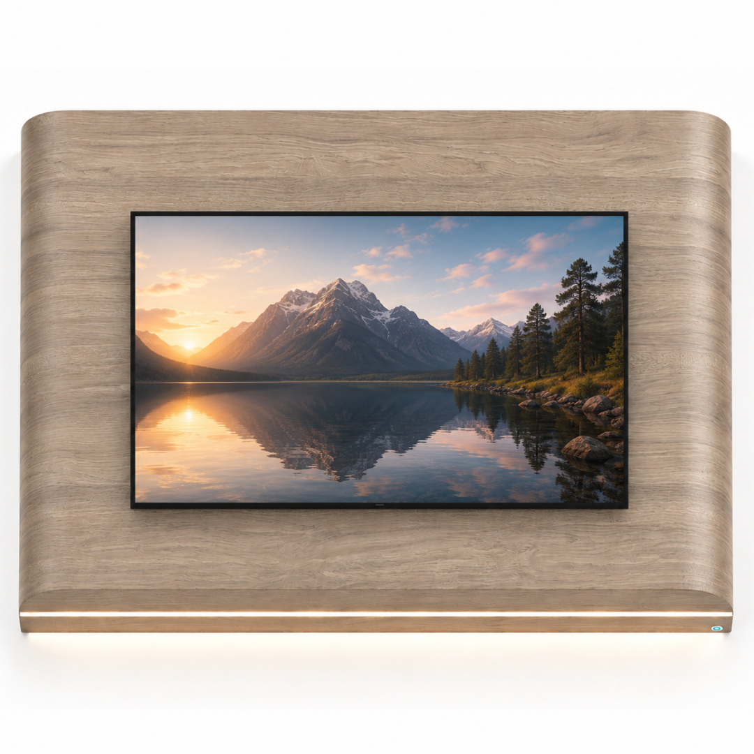 Japandi Cinewall Curved - Licht Beige Eiken | LED verlichting - Gebogen zijkant