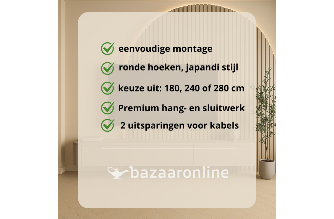 Japandi Tv Meubel Curved - Linnen Beige - Gebogen zijkant