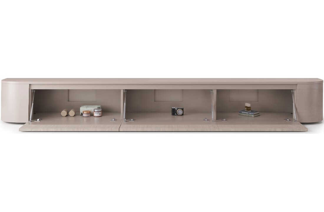 Japandi Tv Meubel Curved - Linnen Beige - Gebogen zijkant