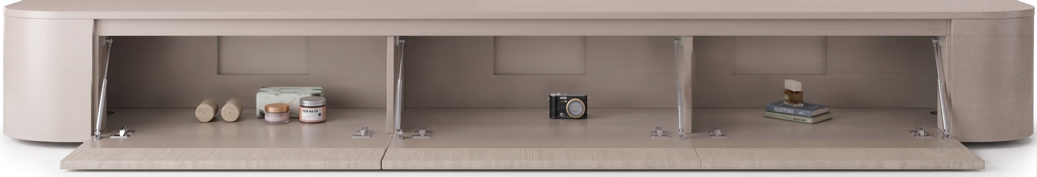 Japandi Tv Meubel Curved - Linnen Beige - Gebogen zijkant