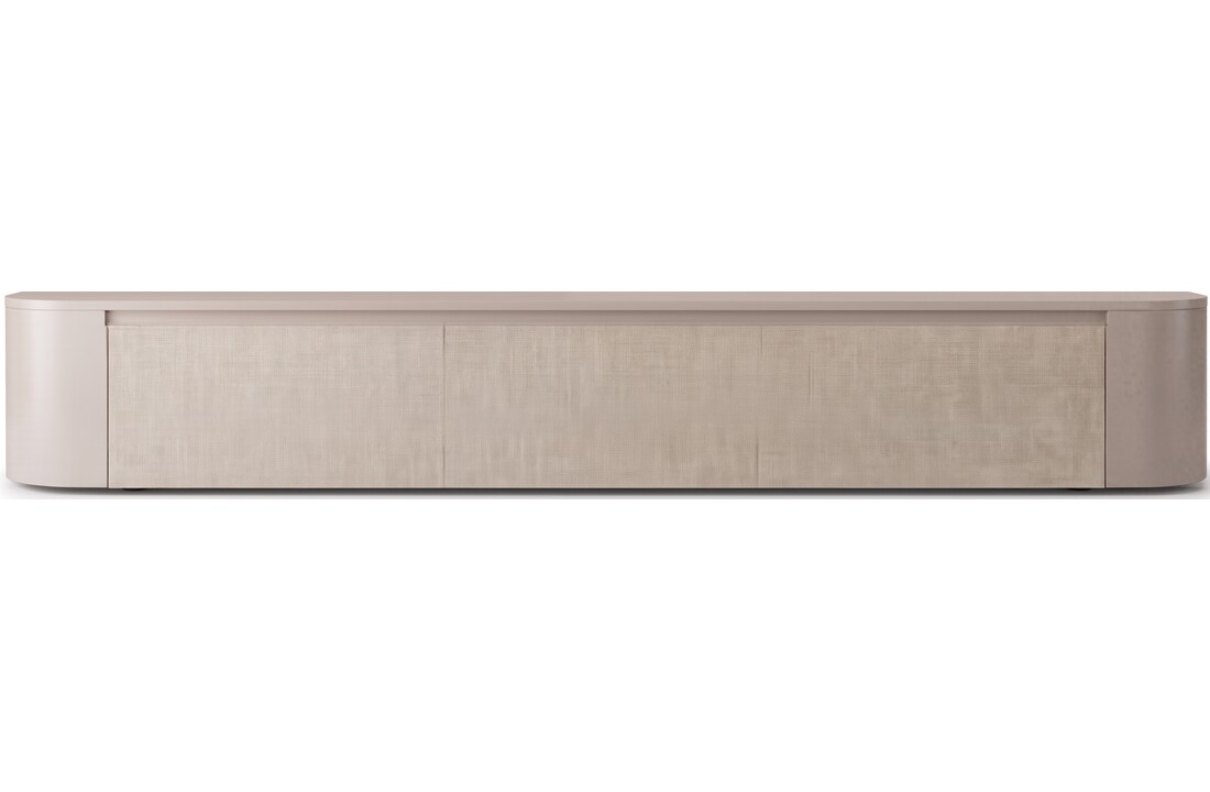 Japandi Tv Meubel Curved - Linnen Beige - Gebogen zijkant