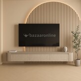 Japandi Tv Meubel Curved - Linnen Beige - Gebogen zijkant